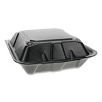 Pactiv Foam Hinged Lid Containers, Dual Tab Lock, 9 x 9 x 3.25, 1-Compartment, Black, 150/Carton orginal image
