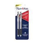 Papermate® Profile Ballpoint Pen, Retractable, Medium, 1 mm, Black Ink, Black/Silver Barrel, 2/Pack orginal image