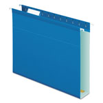 Pendaflex Extra Capacity Reinforced Hanging File Folders with Box Bottom, Letter Size, 1/5-Cut Tab, Blue, 25/Box orginal image