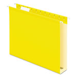 Pendaflex Extra Capacity Reinforced Hanging File Folders with Box Bottom, Letter Size, 1/5-Cut Tab, Yellow, 25/Box orginal image