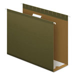 Pendaflex Extra Capacity Reinforced Hanging File Folders with Box Bottom, Letter Size, 1/5-Cut Tab, Standard Green, 25/Box orginal image