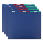 Pendaflex Poly Top Tab File Guides, 1/3-Cut Top Tab, January to December, 8.5 x 11, Assorted Colors, 12/Set orginal image