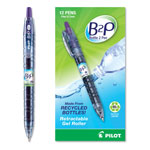 Pilot B2P Bottle-2-Pen Recycled Retractable Gel Pen, 0.7mm, Purple Ink, Translucent Blue Barrel orginal image