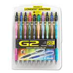 Pilot G2 Premium Retractable Gel Pen, Fine 0.7mm, Assorted Ink/Barrel, 20/Set orginal image