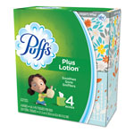 Puffs Plus Lotion Facial Tissue, White, 4 Cube Packs, 56 Sheets Per Cube, 6/Case, 1344 Sheets Total orginal image