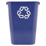 Rubbermaid Large Deskside Recycle Container w/Symbol, Rectangular, Plastic, 41.25qt, Blue orginal image