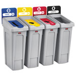 Rubbermaid Slim Jim Recycling Station Kit, 92 gal, 4-Stream Landfill/Paper/Plastic/Cans orginal image