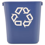 Rubbermaid Small Deskside Recycling Container, Rectangular, Plastic, 13.63 qt, Blue orginal image