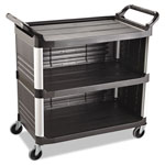 Rubbermaid Xtra Utility Cart, 300-lb Capacity, Three-Shelf, 20w x 40.63d x 37.8h, Black orginal image