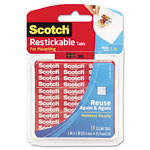 Scotch™ Restickable Mounting Tabs, Removable, Repositionable, Holds Up to 1 lb (4 Tabs), 1 x 1, Clear, 18/Pack orginal image
