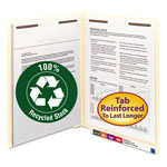 Smead 100% Recycled Manila End Tab Folders with Two Fasteners, Straight Tab, Letter Size, 50/Box orginal image