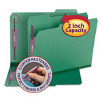 Smead Colored Pressboard Folders with Two SafeSHIELD Coated Fasteners, 1/3-Cut Tabs, Letter Size, Green, 25/Box orginal image