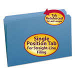 Smead Reinforced Top Tab Colored File Folders, Straight Tab, Legal Size, Blue, 100/Box orginal image