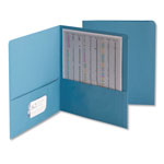 Smead Two-Pocket Folder, Embossed Leather Grain Paper, Blue, 25/Box orginal image