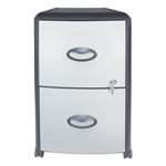 Storex Two-Drawer Mobile Filing Cabinet, Metal Siding, 19w x 15d x 23h, Silver/Black orginal image