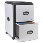 Storex Two-Drawer Mobile Filing Cabinet with Metal Siding, 19w x 15d x 23h, Silver/Black orginal image