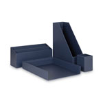 U Brands Four-Piece Desk Organization Kit, Magazine Holder/Paper Tray/Pencil Cup/Storage Bin, Navy orginal image