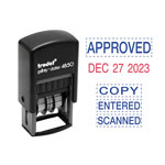 U.S. Stamp & Sign Economy 5-in-1 Micro Date Stamp, Self-Inking, 0.75 x 1, Blue/Red orginal image
