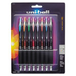 Uni-Ball Signo 207 Retractable Gel Pen, Medium 0.7mm, Assorted Ink, Black Barrel, 8/Set orginal image