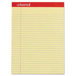 Universal Perforated Ruled Writing Pads, Wide/Legal Rule, Red Headband, 50 Canary-Yellow 8.5 x 11.75 Sheets, Dozen orginal image