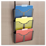 Universal Recycled Plastic Cubicle Triple File Pocket, Cubicle Pins Mount, 13.5 x 4.75 x 28, Charcoal orginal image
