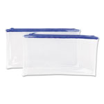 Universal Zippered Wallets/Cases, Transparent Plastic, 11 x 6, Clear/Blue, 2/Pack orginal image
