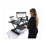 Victor High Rise Height Adjustable Standing Desk with Keyboard Tray, 36w x 31.25d x 20h, Gray/Black orginal image
