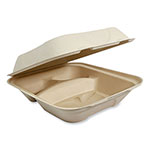 World Centric Fiber Hinged Containers, 2-Compartment, 8.8 x 8.2 x 2.9, Natural, Paper, 300/Carton orginal image