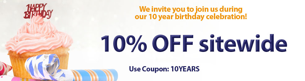 10 Year Anniversary Sale. Save 10% Sitewide.