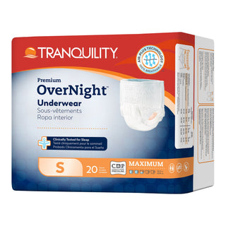 Tranquility® Premium OverNight™ Unisex Adult Absorbent Underwear Pull On with Tear Away Seams Small Disposable Heavy Absorbency (665228_BG)