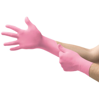 Micro-Touch® NitraFree™ Exam Glove Large NonSterile Nitrile Standard Cuff Length Textured Fingertips Pink Chemo Tested (697231_BX)