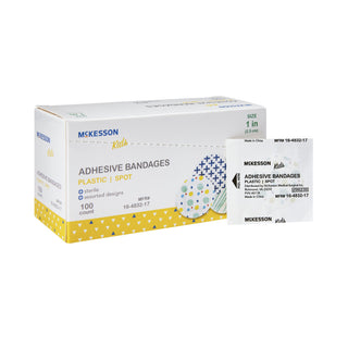 McKesson Kids™ Adhesive Spot Bandage 1 Inch Plastic Round Kid Design (Assorted Prints) Sterile (1110981_CS)