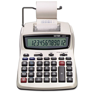 Victor® 1208-2 Two-Color Compact Printing Calculator, Black/Red Print, 2.3 Lines/Sec (VCT12082)