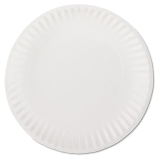 AJM White Paper Plates, 9" Diameter, 100/Bag (AJMPP9GREWHPK)