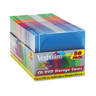 Verbatim® CD/DVD Slim Case, Assorted Colors, 50/Pack (659738)