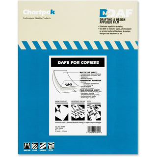 Chartpak® Self Adhesive Drafting Applique Film for Copiers, 8 1/2x11, 100 Matte Sheets/Box (CHADAF8)