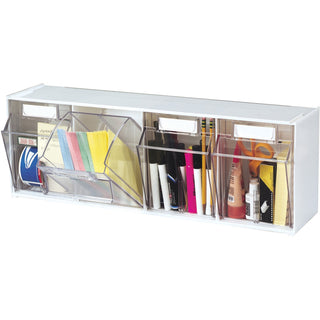 deflecto® White Interlocking Tilt Bins, 23 5/8&quot; x 6 5/8&quot; x 8 1/8&quot; (DEF20403OP)