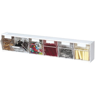 deflecto® Tilt Bins, Interlocking, 6 Bins, 23 5/8&quot; x 3 5/8&quot; x 4 1/2&quot; White (DEF20603OP)