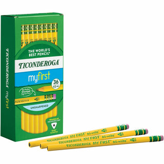 Ticonderoga® No 2 Pencil,Triangular Shape,Beginner W/Eraser,36/BX (DIX13082)