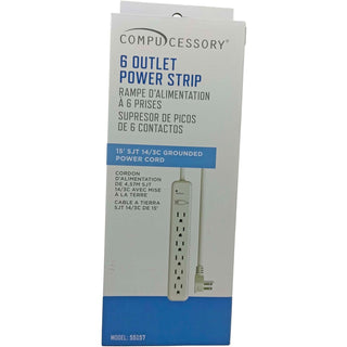 Compucessory 55157 6 Outlet Power Strip, Built in Circuit Breaker, 15' Cord (CCS55157)