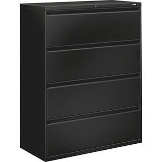 HON® Locking 4 Drawer Metal Lateral File Cabinet, 42"x19-1/4"x53.25", Black (HON894LP)