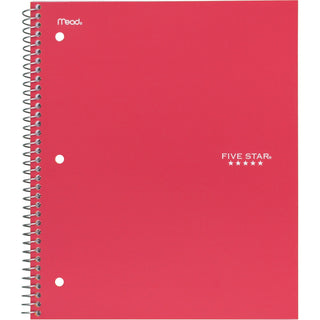 Five Star® Wirebound Notebook, 1 Subject, Legal Rule, 10 1/2 x 8, 100 Sheets, Red (MEA72017)