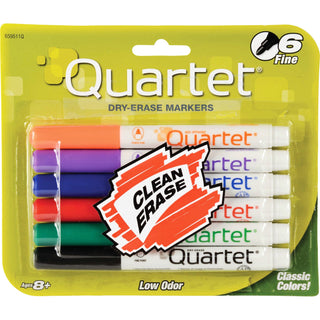 Quartet® Low Odor Dry-Erase Markers, Fine Point, 6/ST, Assorted (QRT659511)