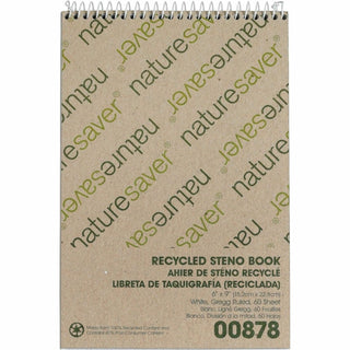 Nature Saver Steno Notebook, Gregg Ruled, 60 sheets, 6&quot;x9&quot;, White (NAT00878)