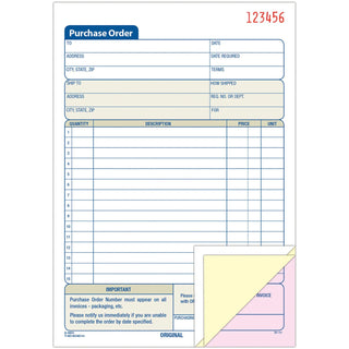 Adams® Purchase Order form, 3 Part, 5 9/16&quot; x 8 7/16&quot;, 50 Sets (ABFTC5831)
