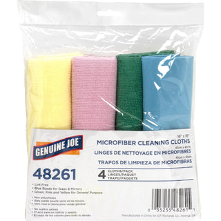 Genuine Joe Microfiber Cleaning Cloth, Blue, Pack of 4 (GJO48261)