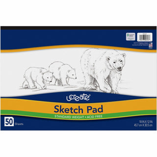 UCreate White Art 60 lb. Street Sketch Pad, 18&quot; x 12&quot; (PAC4747)