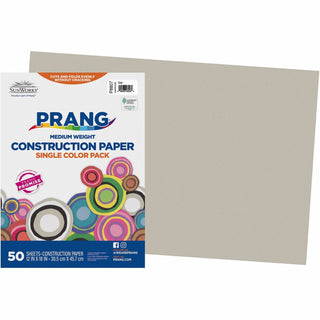 Prang® Construction Paper, 58 lbs., 12 x 18, Gray, 50 Sheets/Pack (PAC8807)
