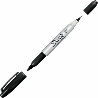 Sharpie® Twin Tip Permanent Marker, Fine/Ultra Fine Point, Black (SAN32201)