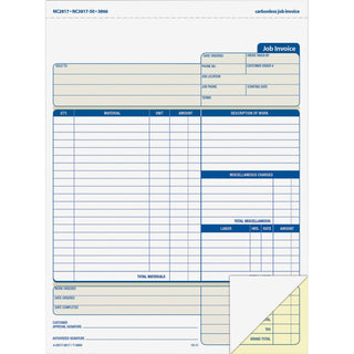 Adams® Job Invoice Forms, 2 Part, Carbonless, 8 1/2&quot;x11 7/16&quot; (ABFNC2817)